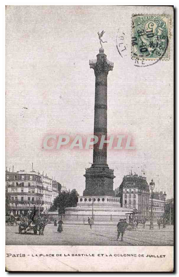 Paris CPA La place de la Bastille et la colonne de Juillet