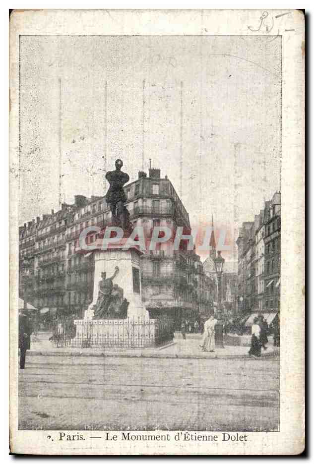 Paris CPA Le monument d'Etienne Dolet