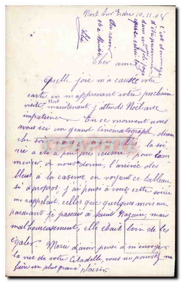 Couple en tenue d'époque — scène de jardin — éditeur anonyme, n° de série non visible — Verso
