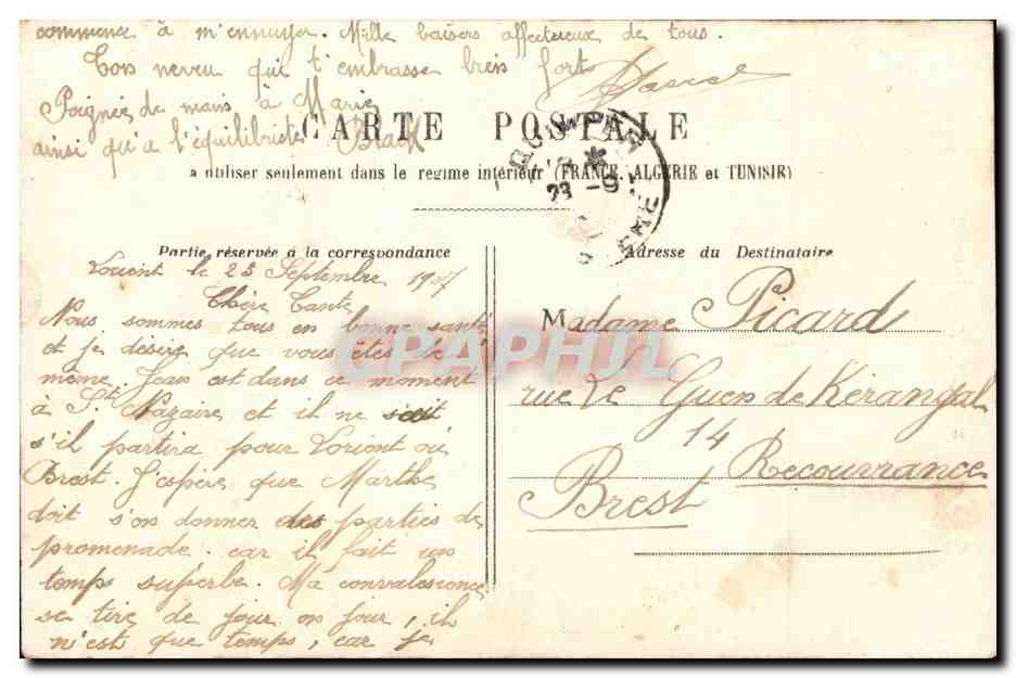 CPA Fantaisie Enfant Woman Souvenir affectueux Fer a cheval — Verso
