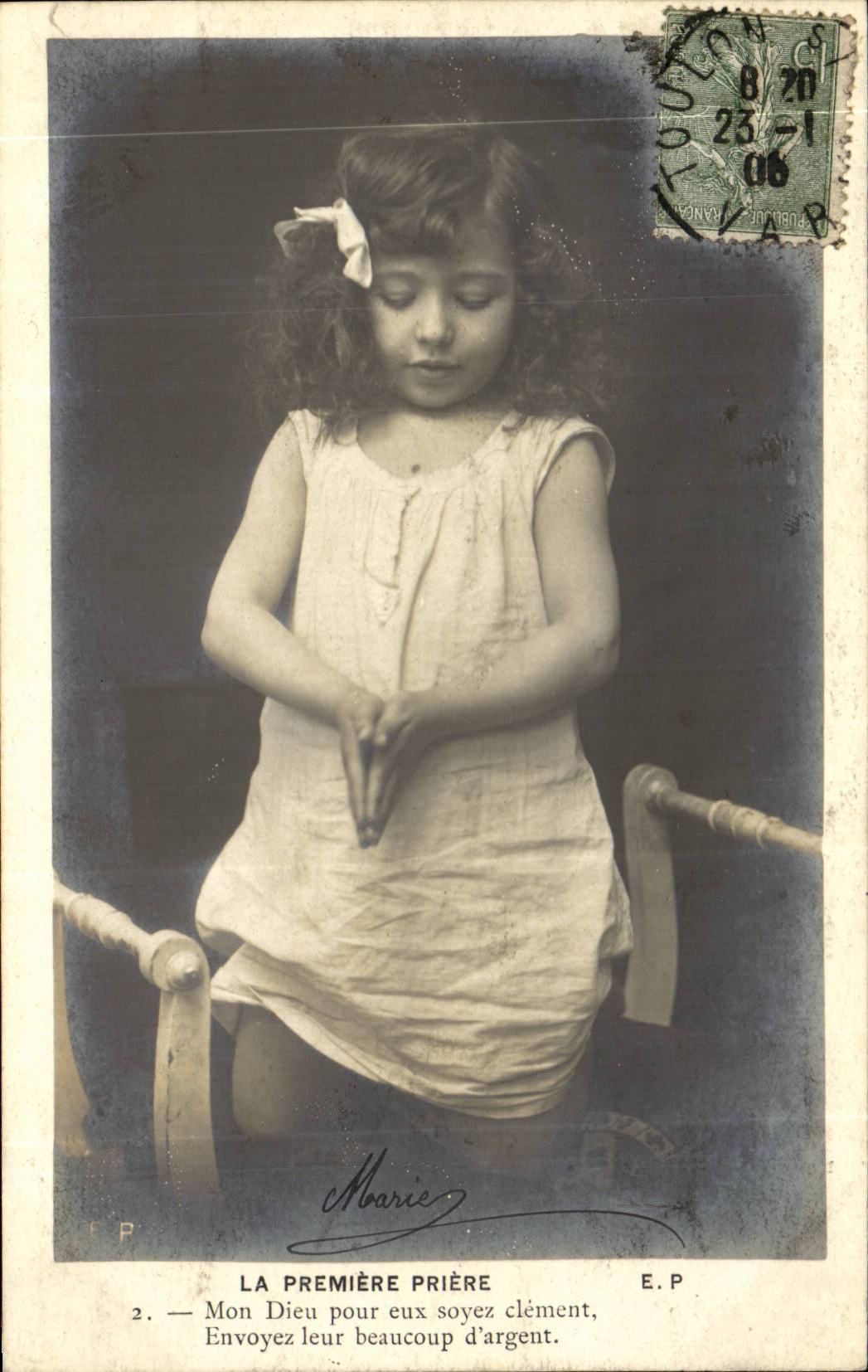 CPA Fantaisie Enfant La premiere priere