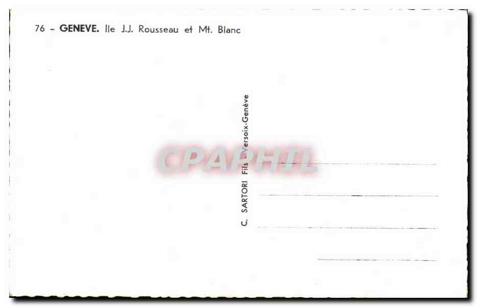Suisse Geneve CPM Ile JJ Rousseau et Mt Blanc — Back