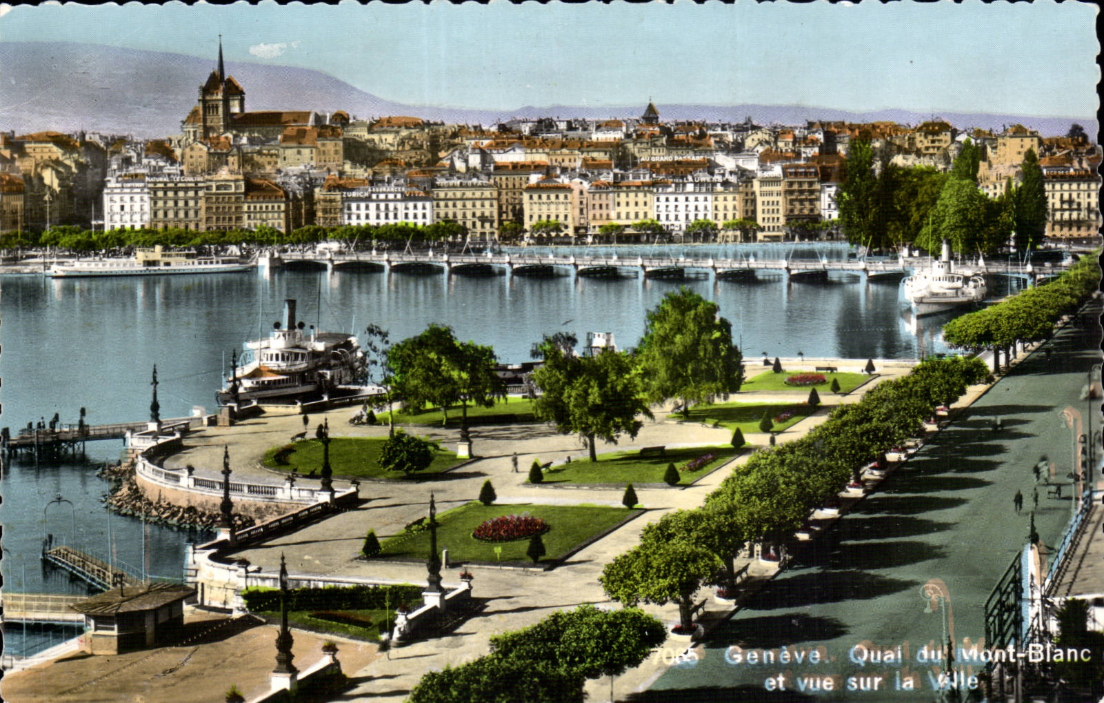 Suisse Geneve CPM Quai du Mont Blanc et vue sur la ville