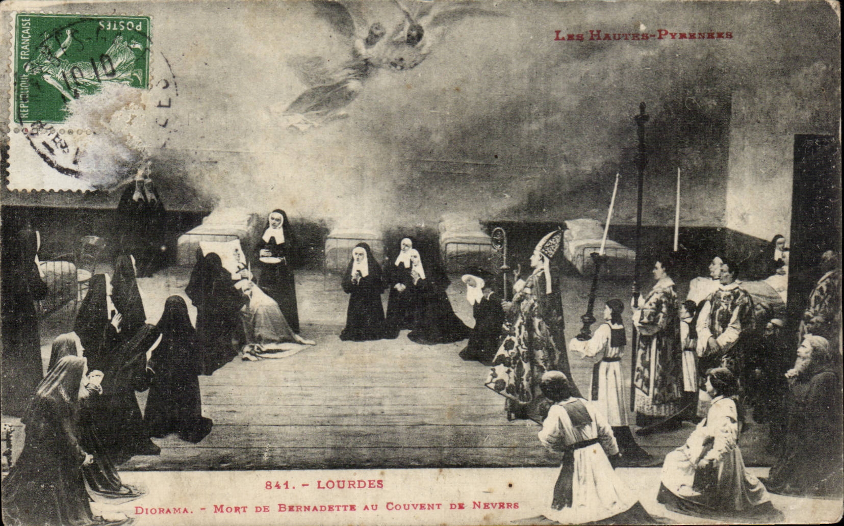 Lourdes CPA Diorama Mort de Bernadette au couvent de Nevers