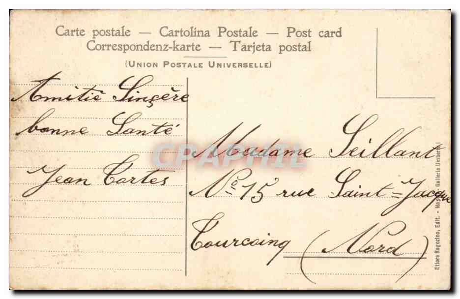 Italie Italia Napoli CPA L'eruzione del Vesuvio — Verso