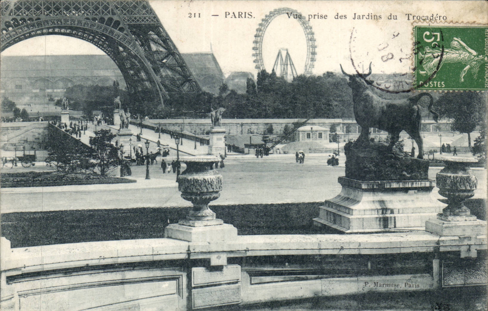 Paris CPA Vue prise des jardins du Trocadero (Tour Eiffel)