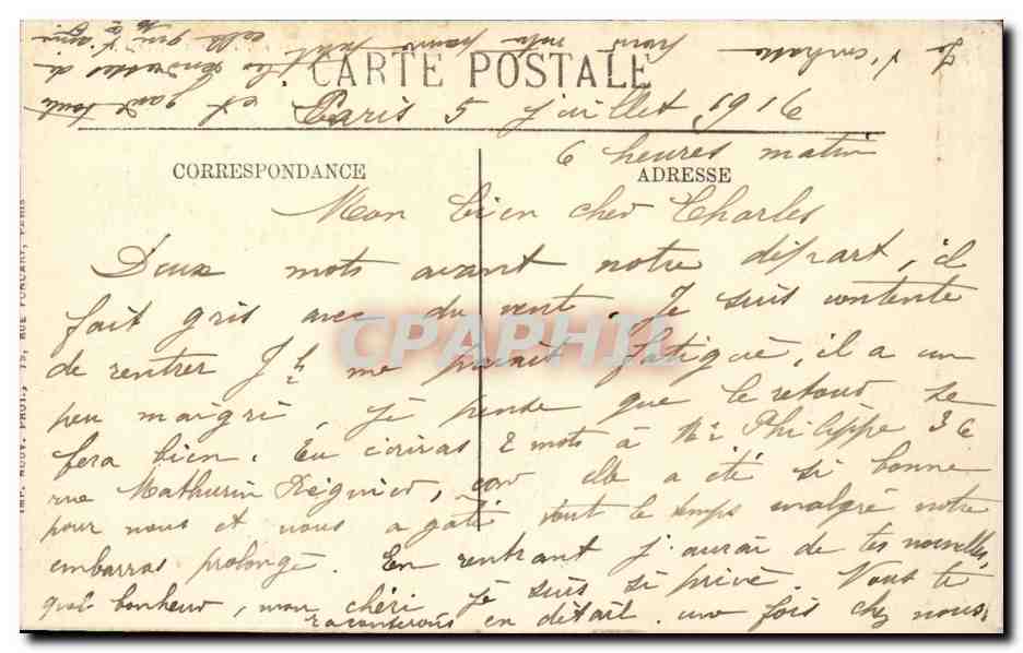 Paris CPA La place de la concorde — Verso