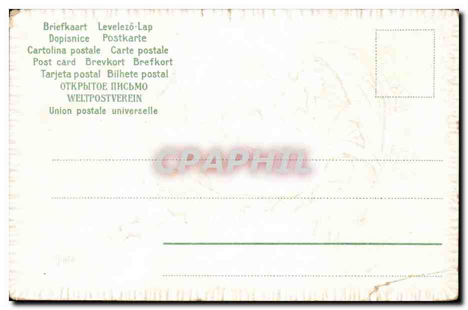 Tarjeta postal antigua Fantasía Mujer y ángel (ángel) (tarjeta dorada) — Reverso