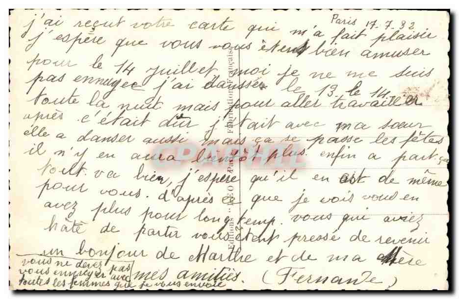 CPA Fantaisie Femme — Verso