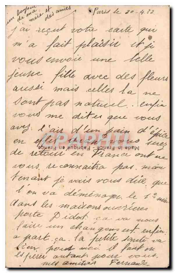 CPA Fantaisie Femme  — Rückseite
