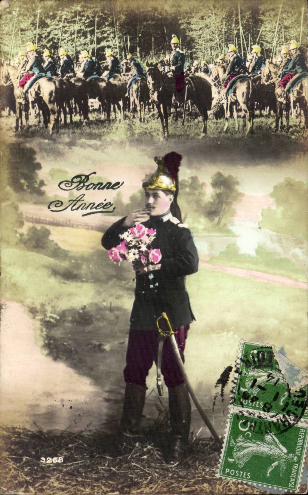 Soldat en uniforme — avec texte 'Bonne Année' — éditeur 'POSTES FRANÇAISES' n°3268
