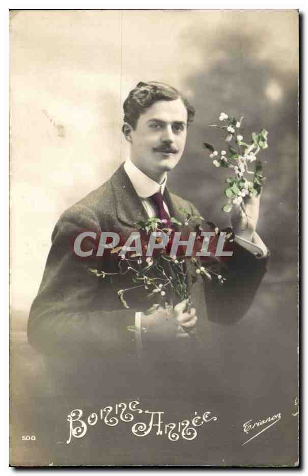 Porträt eines jungen Mannes — mit Blumenstrauß — Verlag Erianon, n°500
