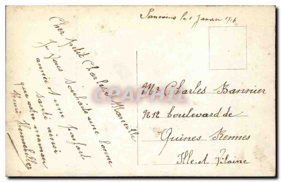 Porträt eines jungen Mannes — mit Blumenstrauß — Verlag Erianon, n°500 — Rückseite