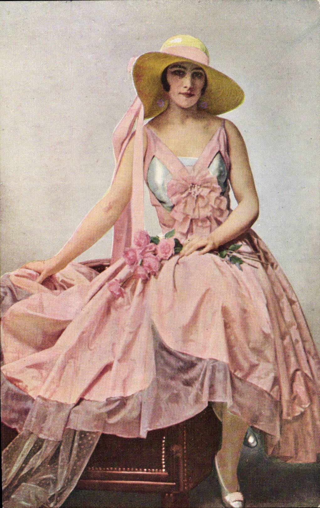 CPA Fantaisie Etcheverry Portrait Rose Femme