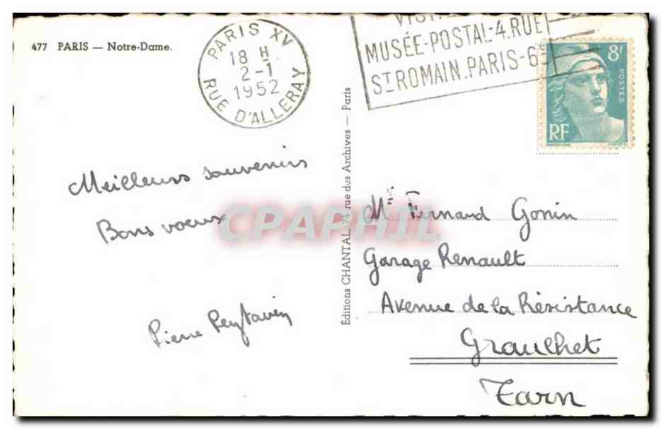 Paris CPM Notre Dame — Rückseite