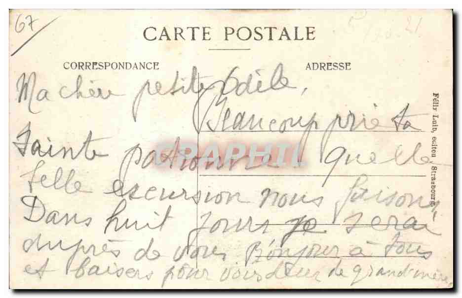 Mont Sainte-Odile — vue panoramique — éditeur Félix Taib, Strasbourg — Verso