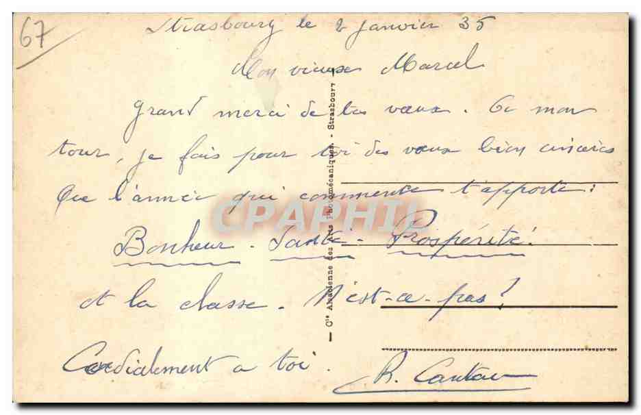 Strasbourg CPA Le theatre L'ill et le palais du Rhin — Verso