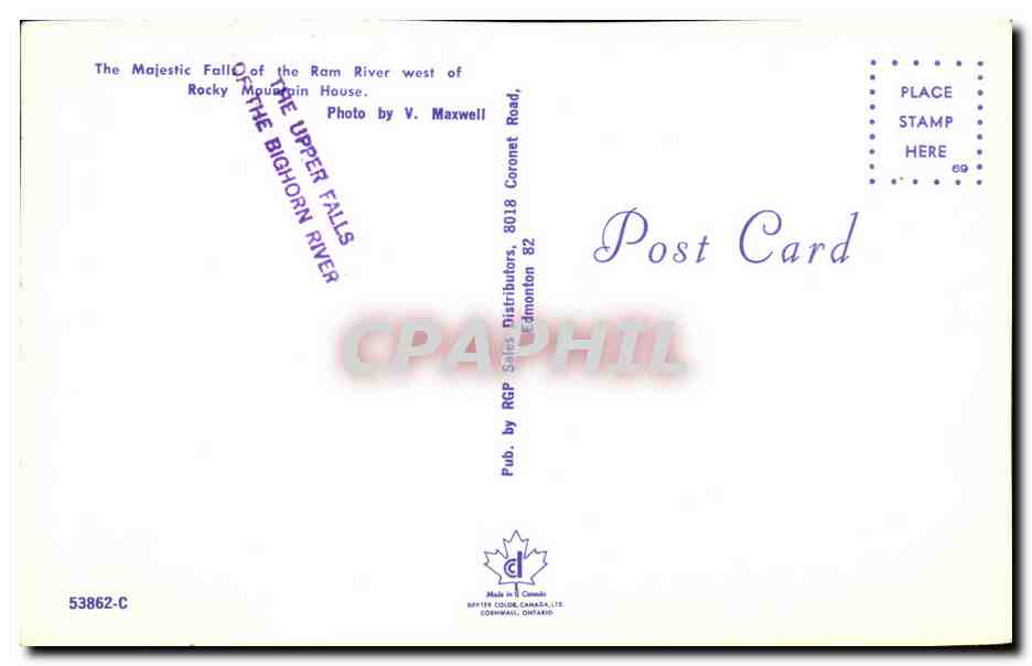 Canada CPM The majestic falls of the Ram river of Rocky mountain house — Back