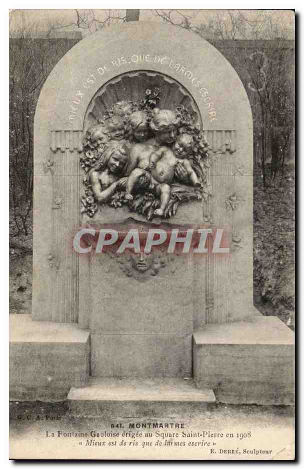 Paris CPA Montmartre La fontaine gauloise erigee au sqaure Saint Pierre en 1908 