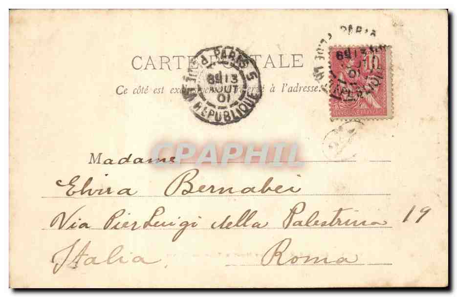 Paris CPA Eglise St Etienne du Mont et tour de Clovis — Rückseite