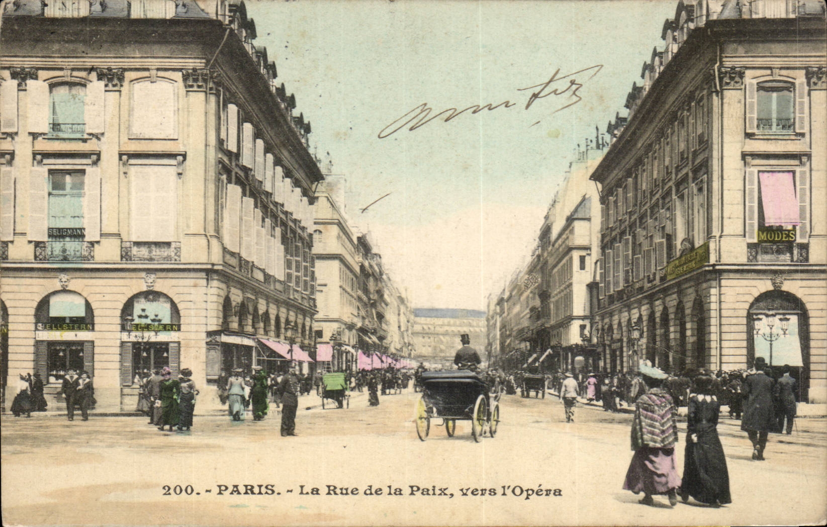 Paris CPA La rue de la Paix vers l'opera