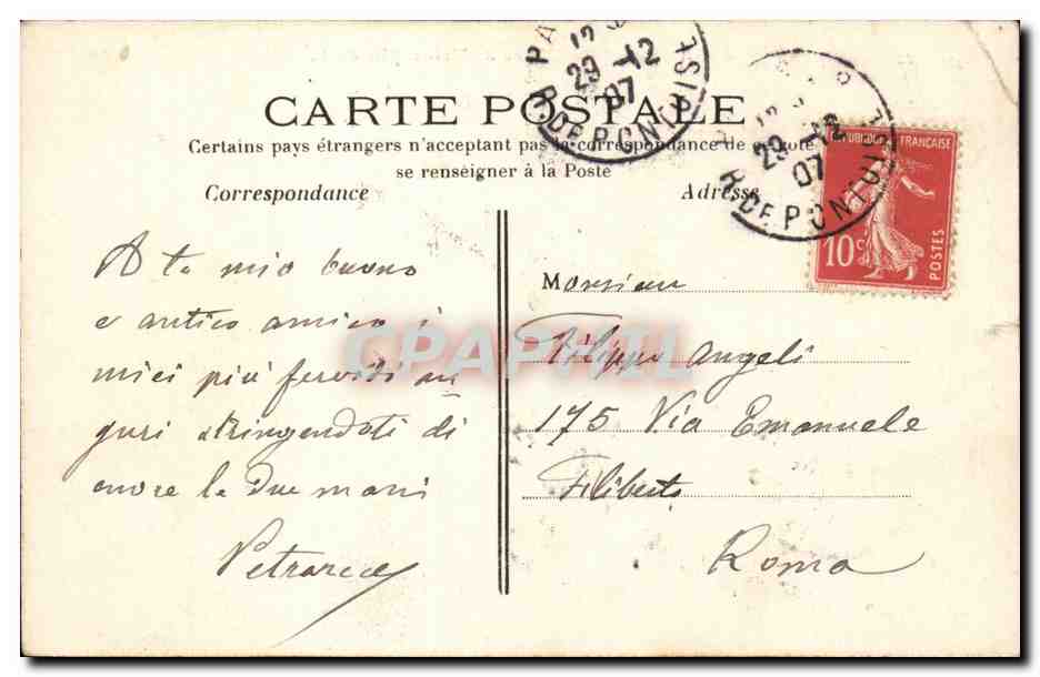 Paris CPA Arc de Triomphe de l'etoile — Rückseite