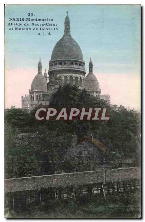 Paris CPA Montmartre Abside du SAcre Coeur et maison de Henri IV