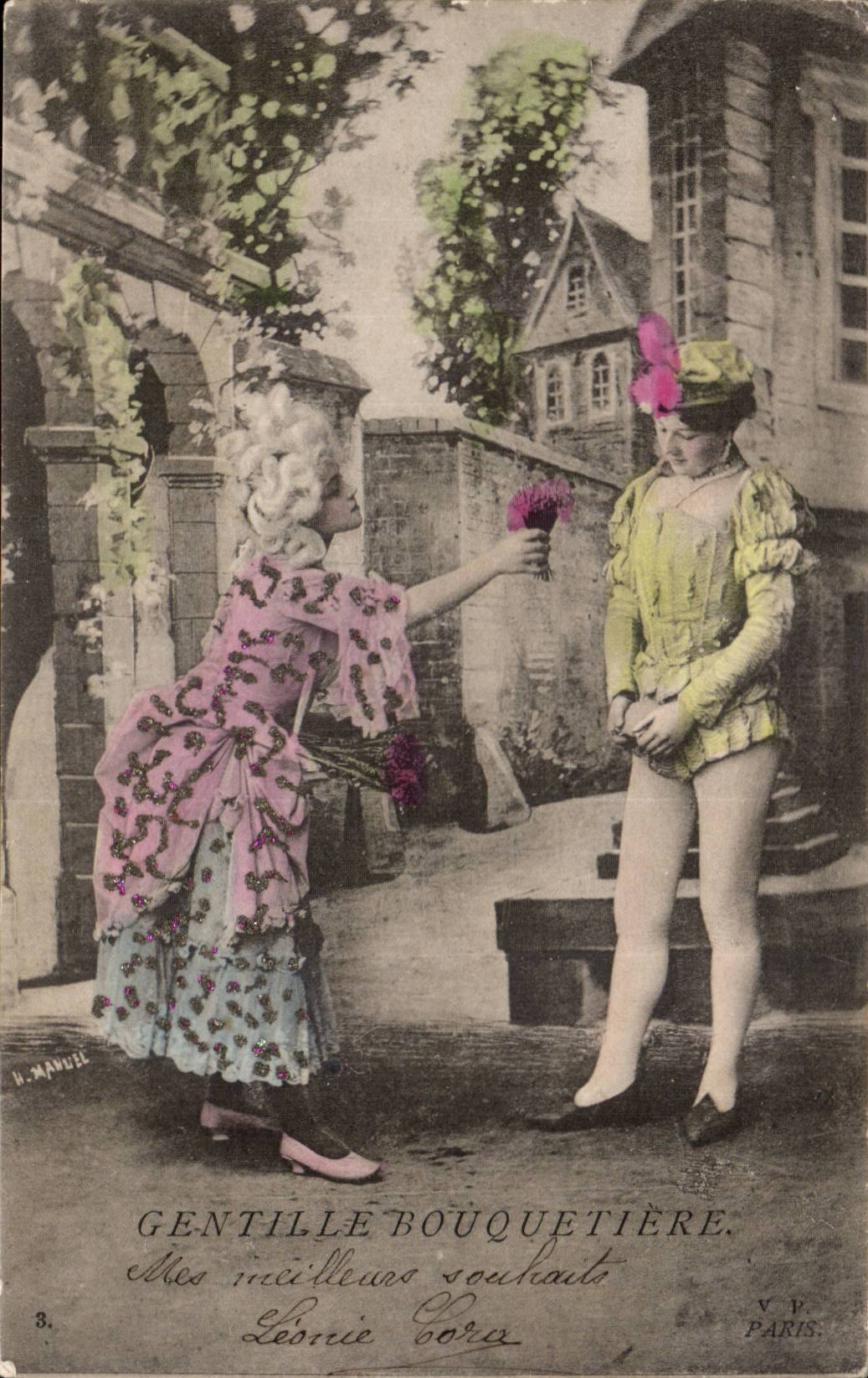 CPA Fantaisie Femme Gentille Bouquetiere