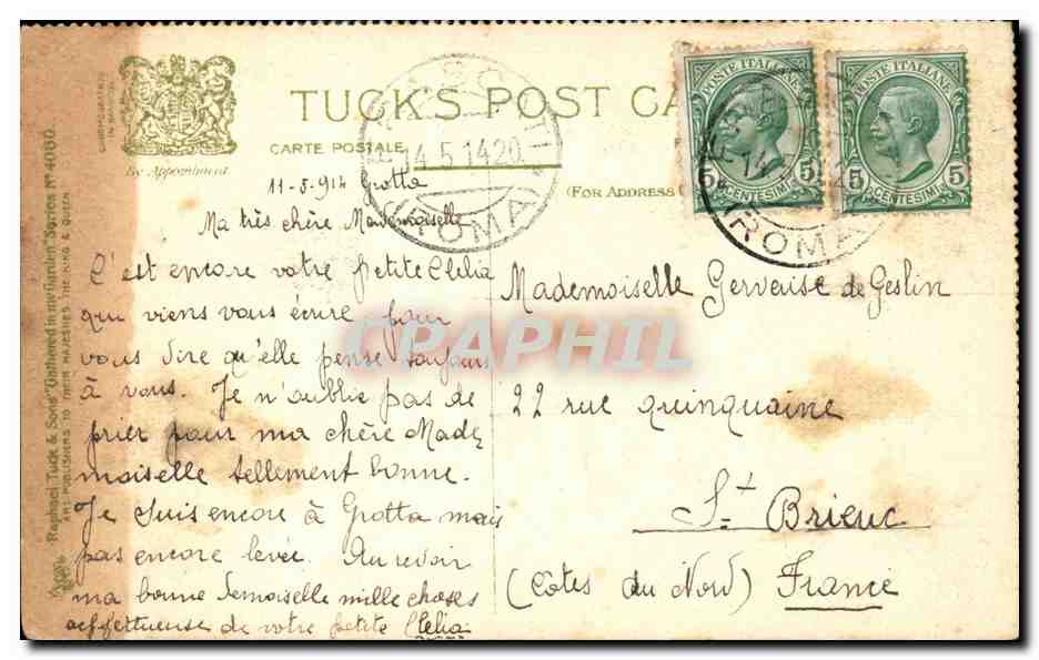 CPA Fantaisie Fleurs — Rückseite