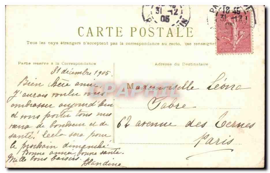 CPA Fantaisie Gui bonne annee — Rückseite