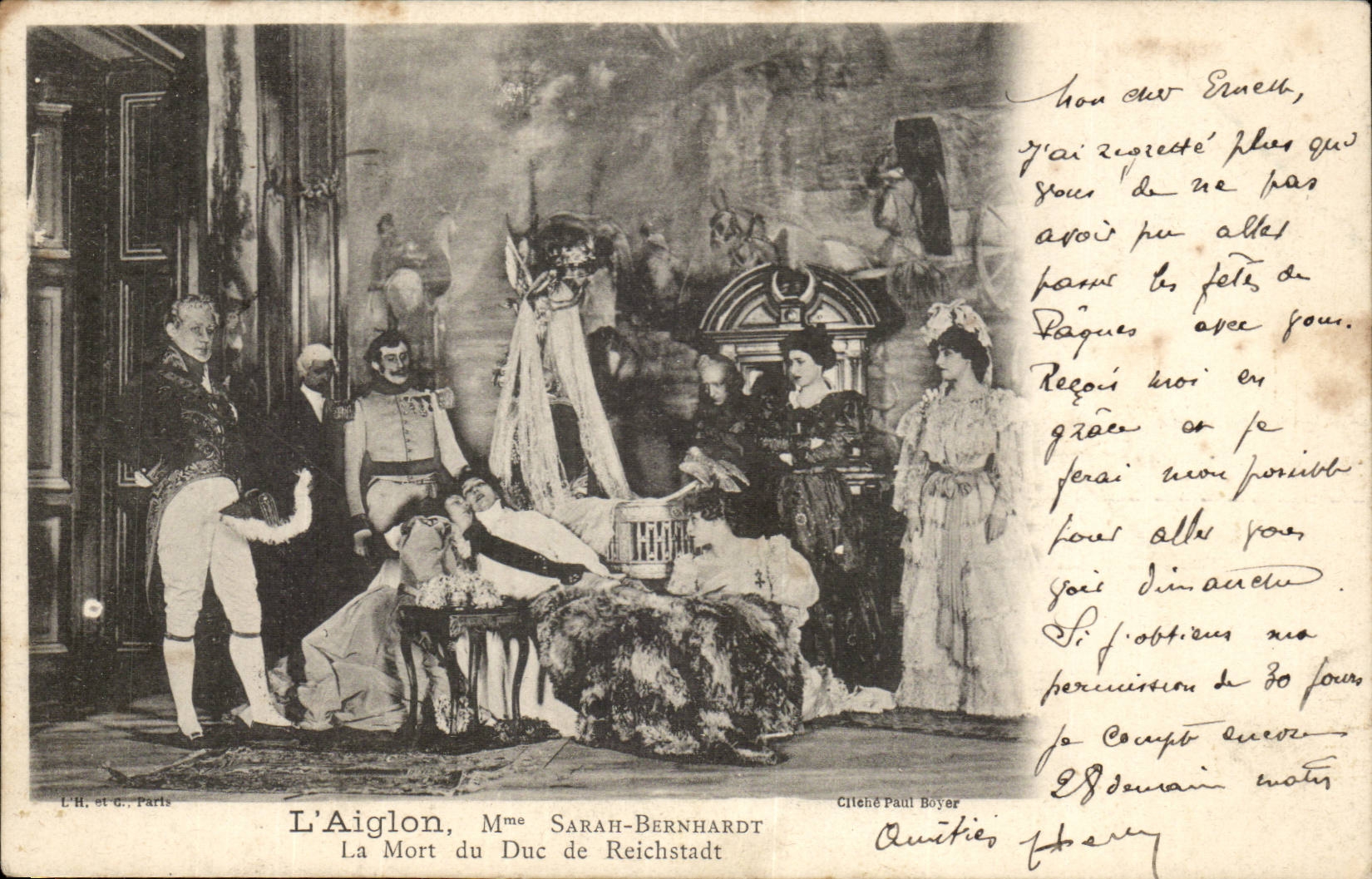 CPA Fantaisie l'aiglon Sarah Bernhardt la mort du duc de Reichstadt