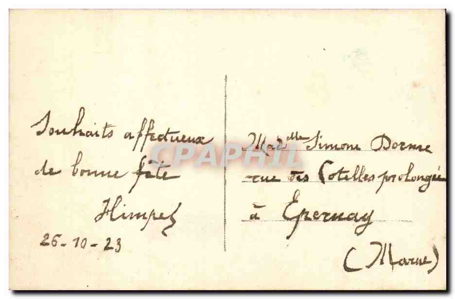 Jeune femme tenant un vase de fleurs — Bonne Fête — DIX 957/1 — Verso