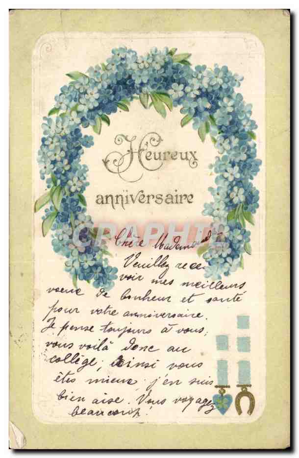 CPA Fantaisie Fleurs Heureux anniversaire