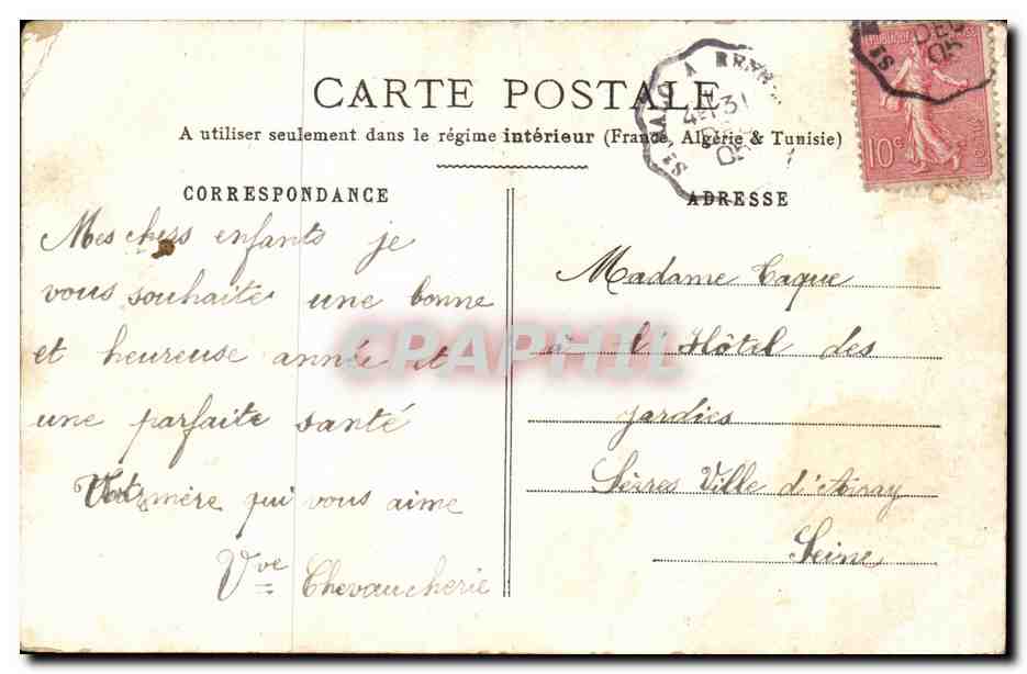CPA Fantaisie Fleur Rose — Rückseite