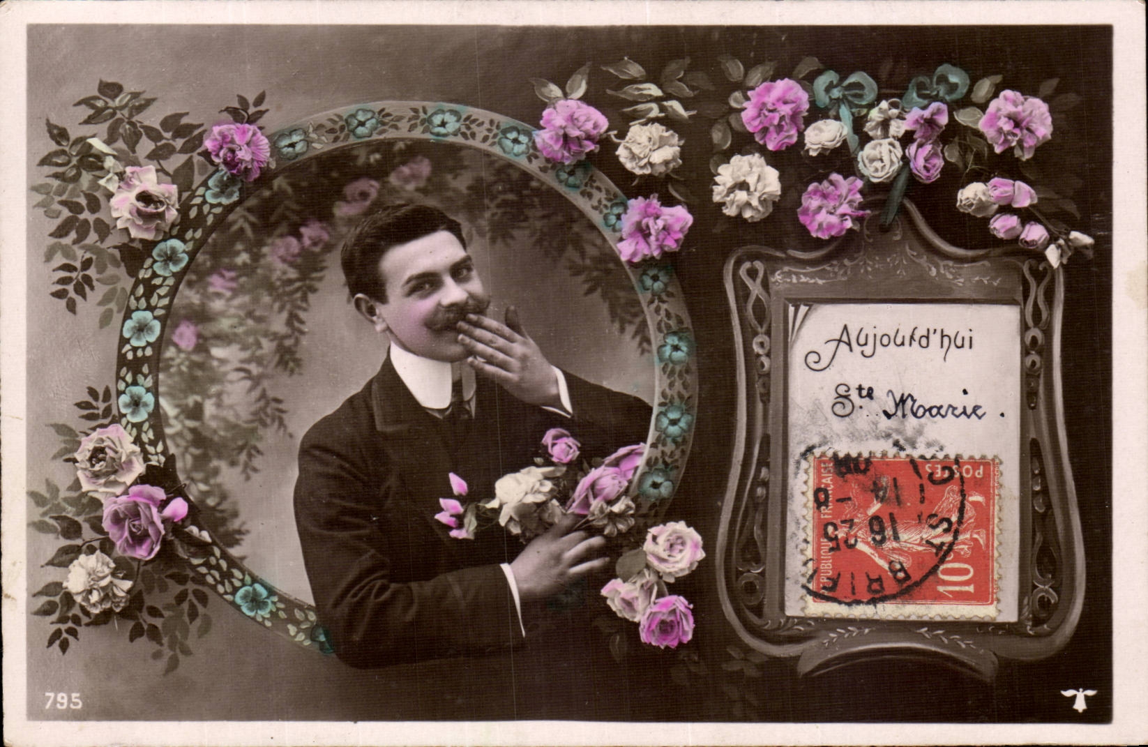 Portrait d'homme — décor floral — éditeur '795'