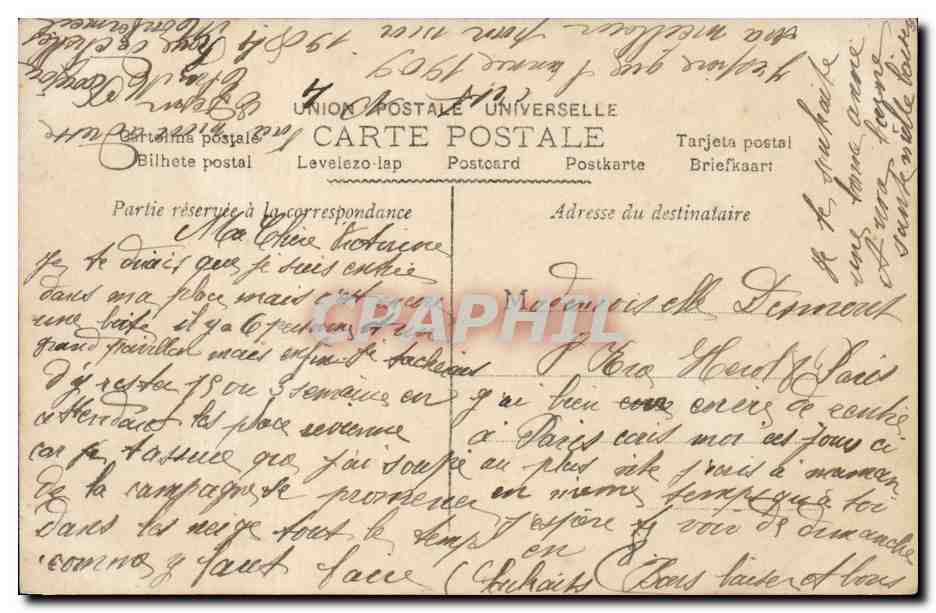 CPA Fantaisie Vieille femme et vieillard Enfant Heureuse annee — Verso