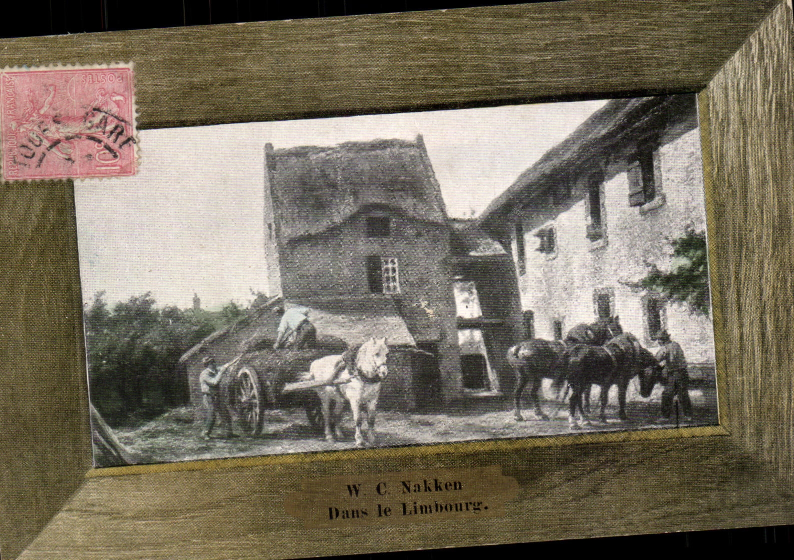 CPA W C Nakken Dans le Limbourg (attelage ferme)