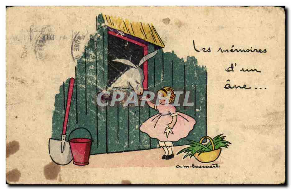 CPA P Illustrateur Boosoert cheval Ane Donkey Les memoires d'un ane 