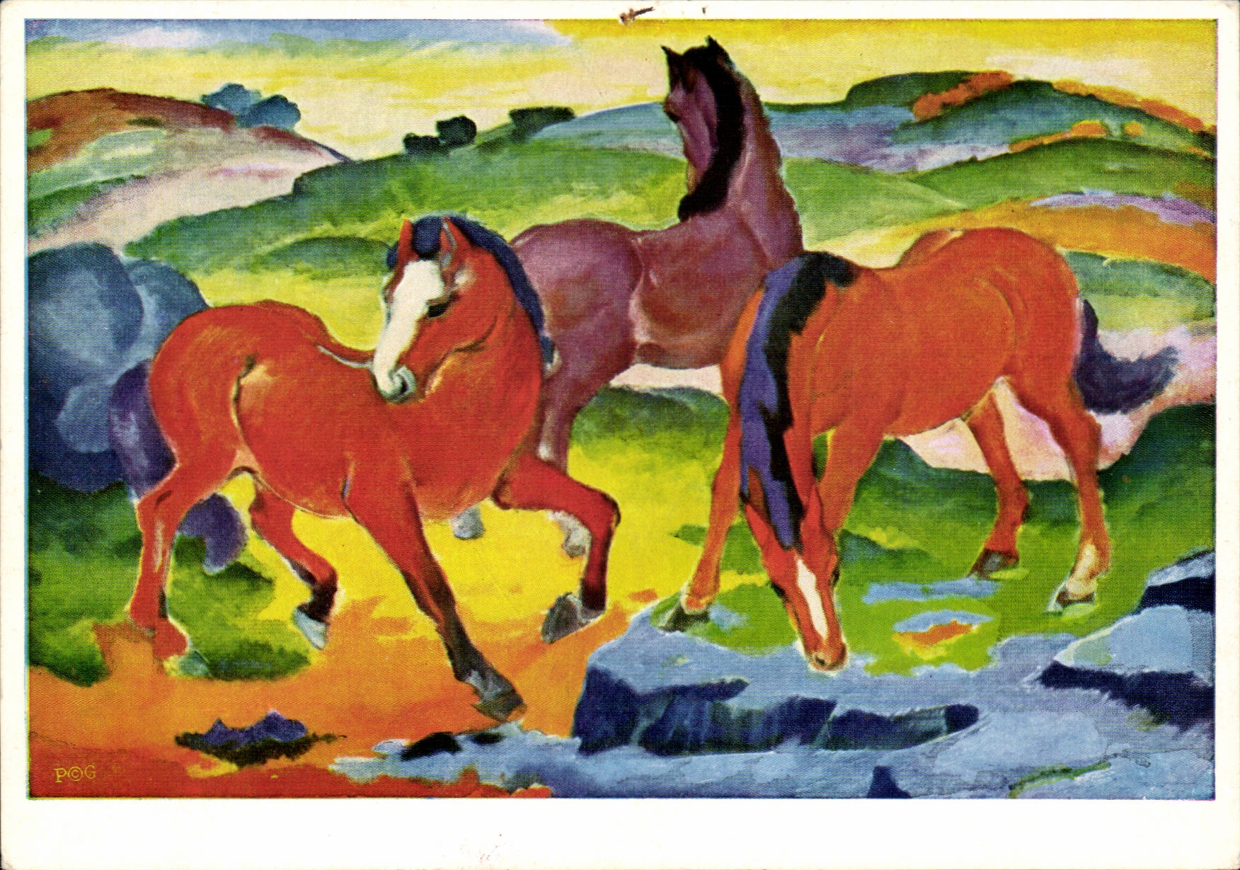 CPM Franz Marc 1880 1916 Chevaux rouges