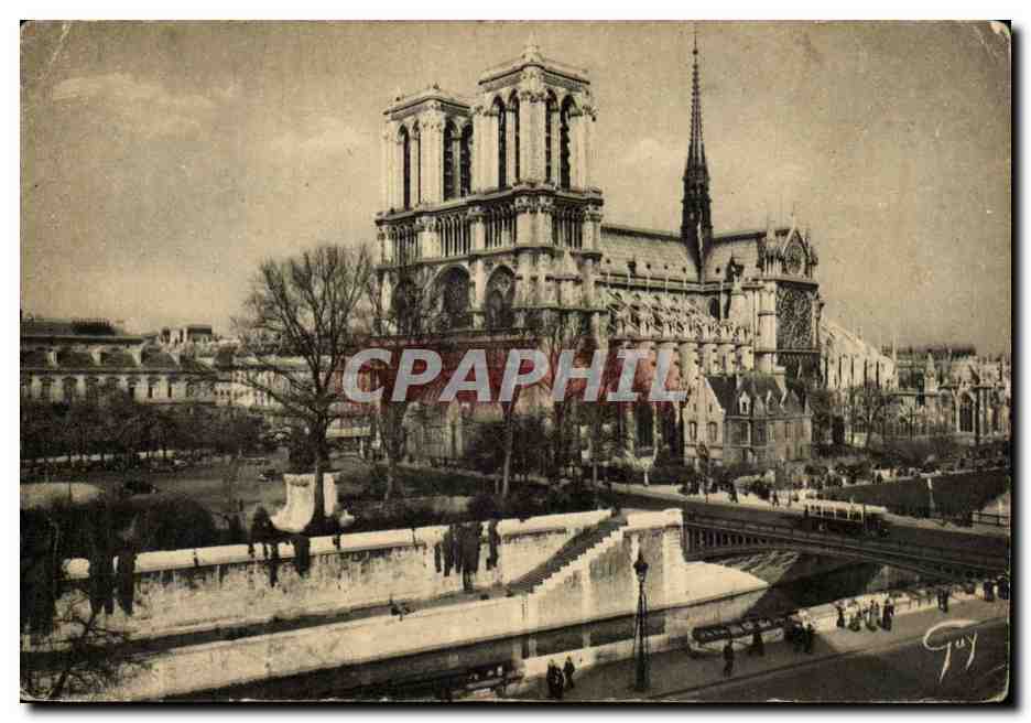 Notre-Dame de Paris — vue depuis la Seine — Éditeur A. Leconte
