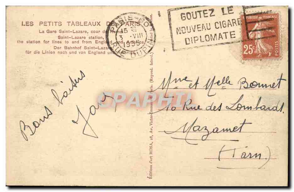 CPA Paris Gare Saint Lazare — Rückseite