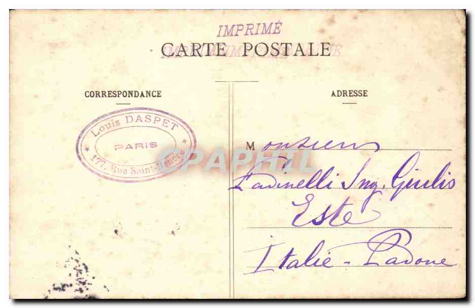 Paris CPA Avenue des Champs Elysees — Verso
