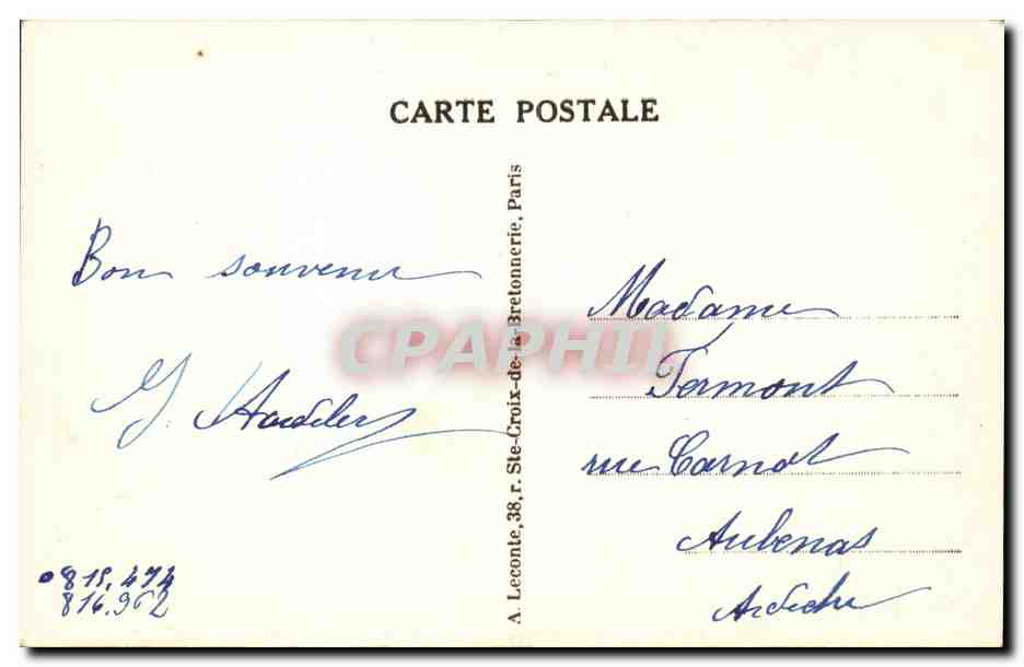 Paris CPA Sacre Coeur Montmartre — Rückseite