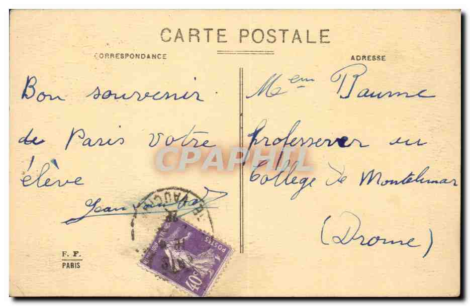 Paris CPA la Tour Eiffel (aigle eagle) — Rückseite