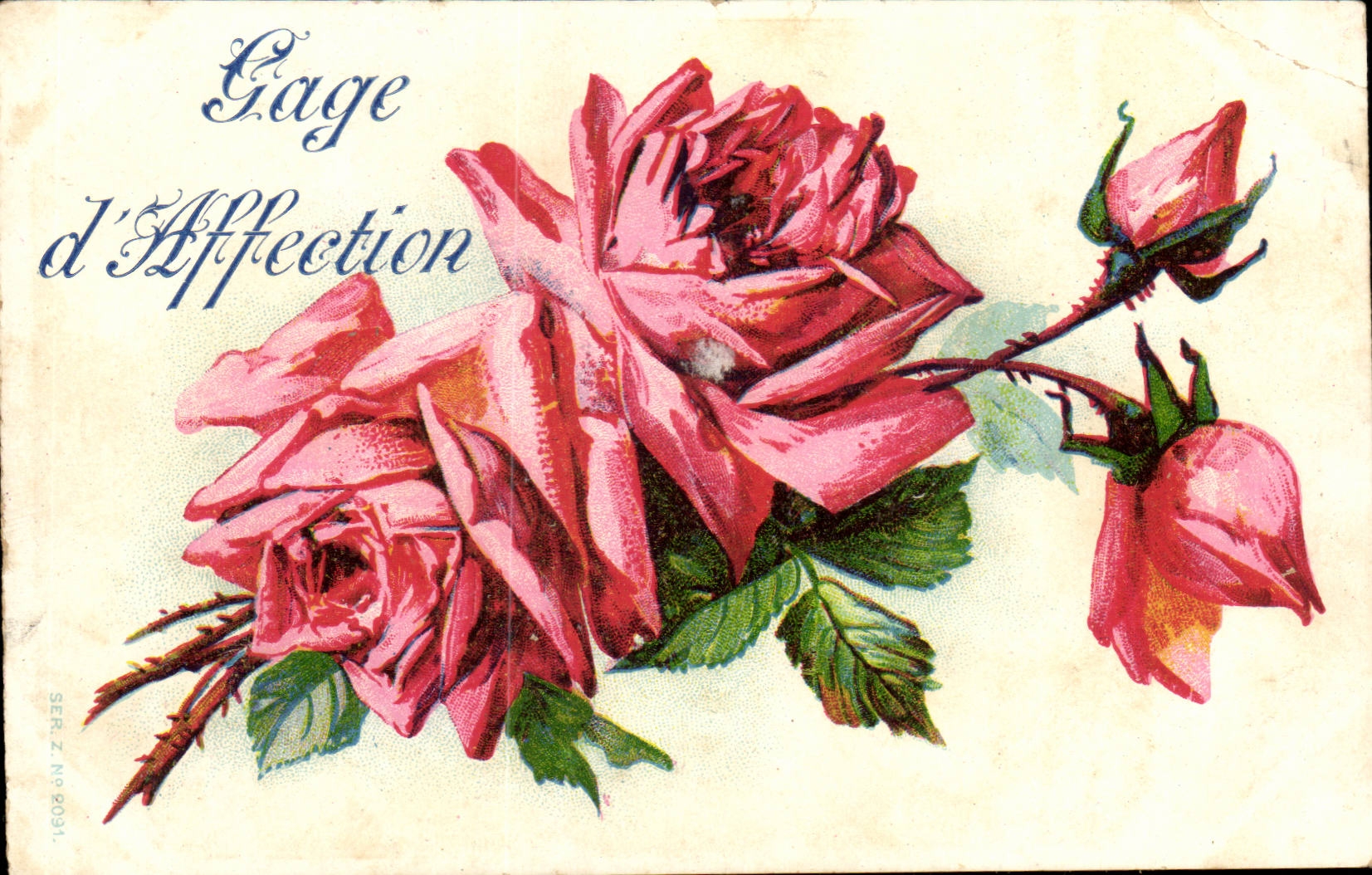 CPA Fantaisie Fleur Gage d'affection Rose