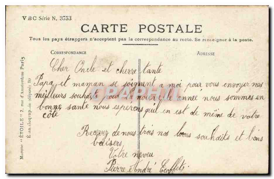 CPA Fantaisie Enfant et chiot (dog) Garcon — Verso