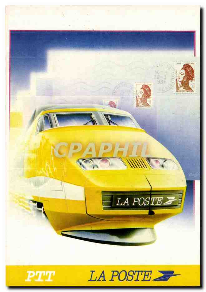CPM La Poste Train TGV Marianne