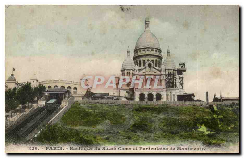 Paris CPA Montmartre Basilique du Sacre Coeur et funiculaire de Montmartre