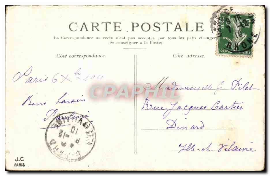 Paris CPA la conciergerie — Rückseite