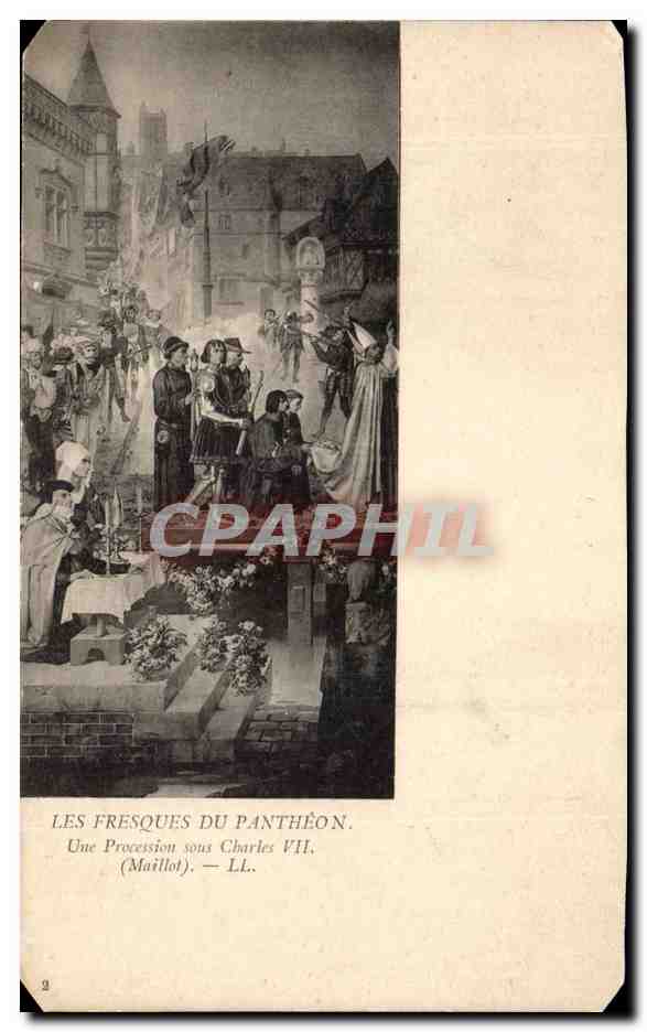 Paris CPA Les fresques du Pantheon Une procession sous Charles VII (Maillot)